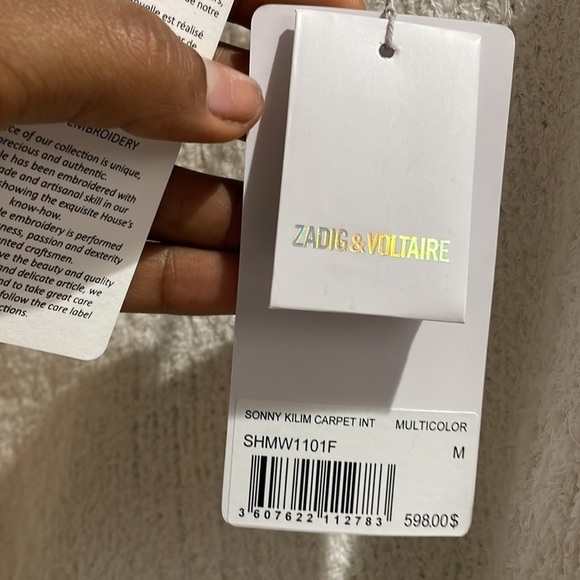 NWT ZADIG & VOLTAIRE sonny kilim carpet intarsia pullover sweater size medium - Picture 6 of 8